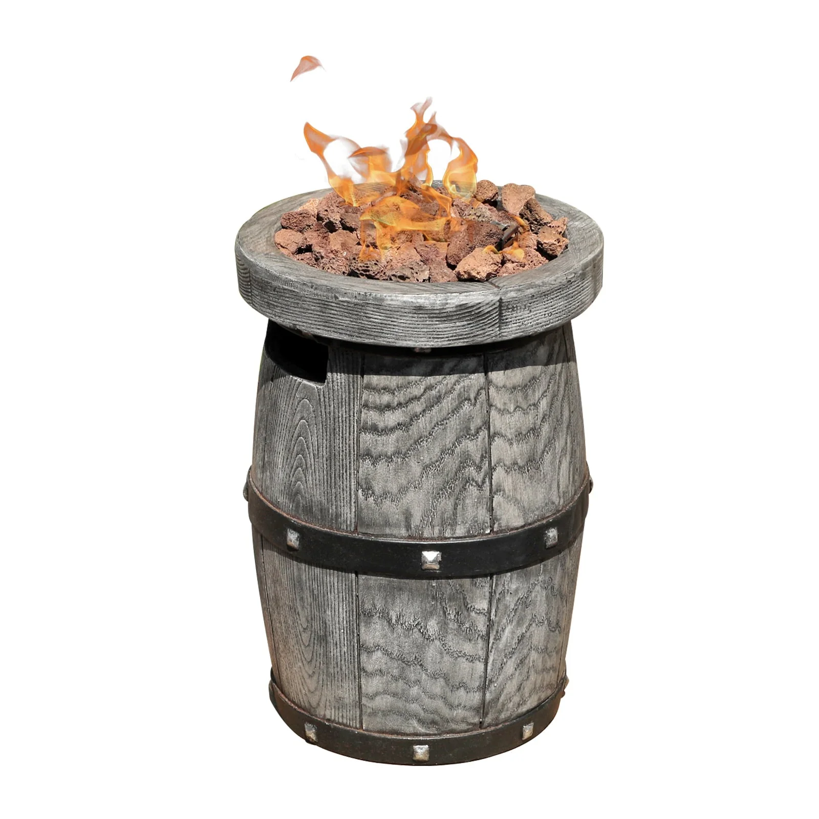 Tabletop Fireplace Small Propane Fire Pit, Patio Outdoor 10inch Portable Concrete Tabletop Gas Fire Bowl, Round-Wood Pattern Brown