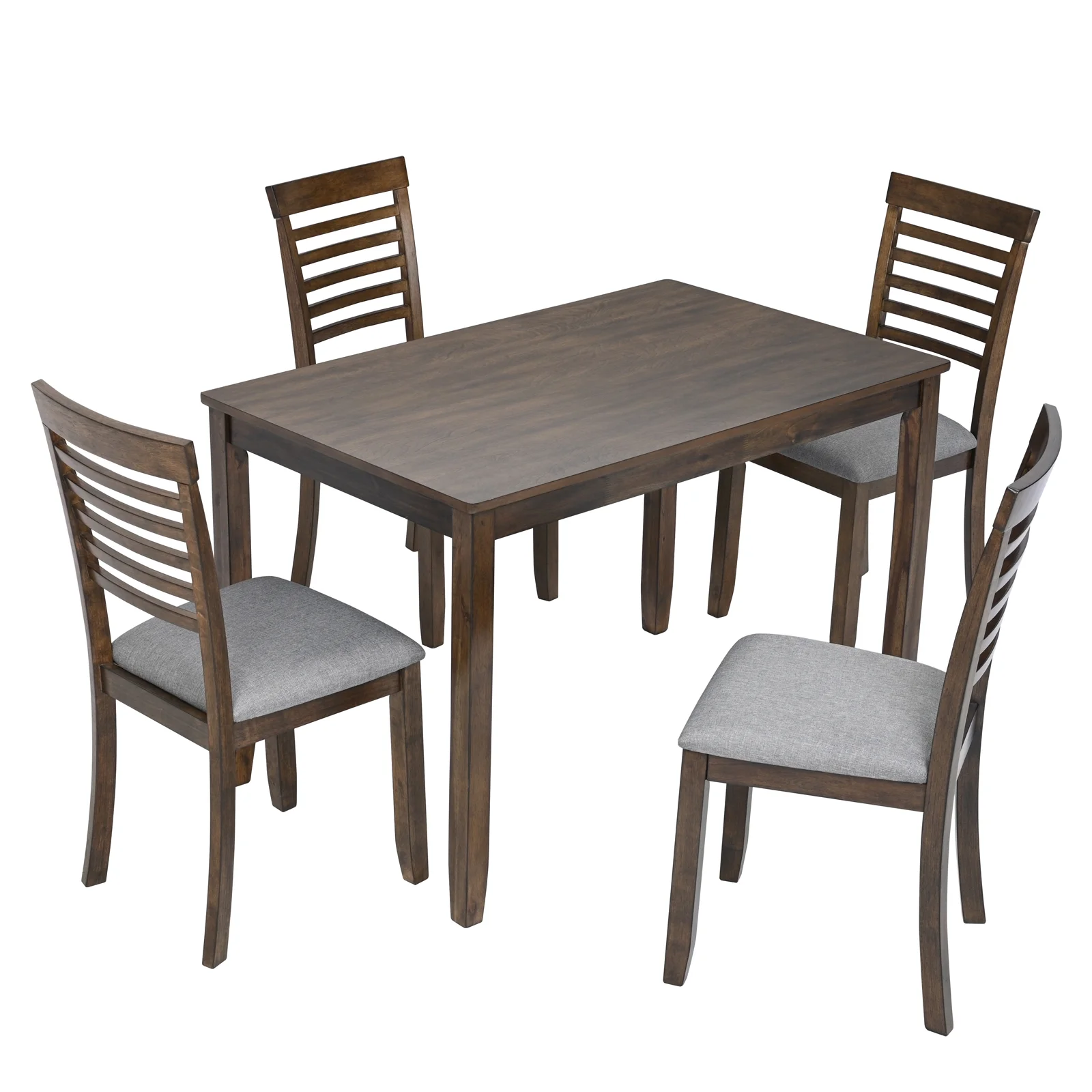 Augabam 5 Piece Adult Wood Elegant Dining Table with Chair Walnut