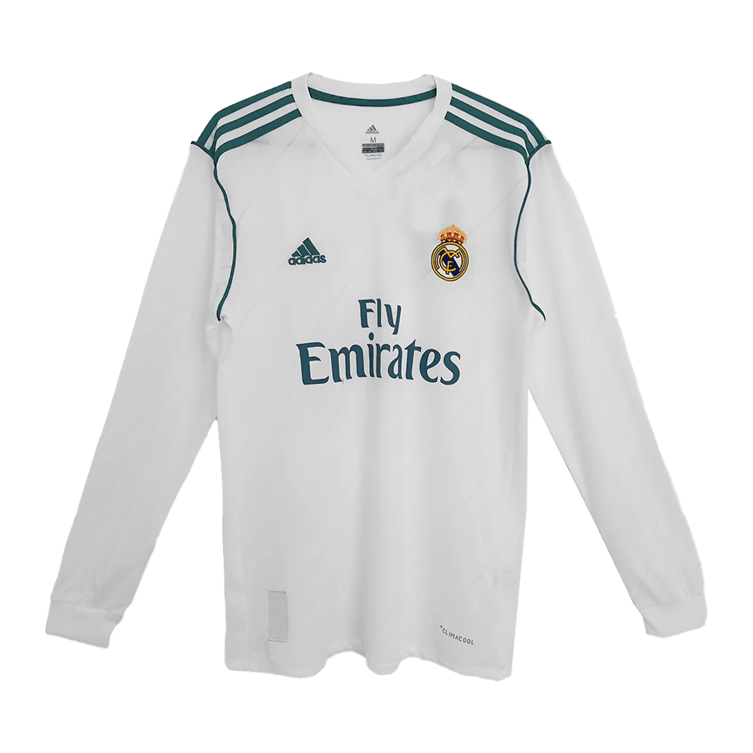 RONALDO #7 Real Madrid 2017/18 Home Long Sleeve Retro Soccer Jersey