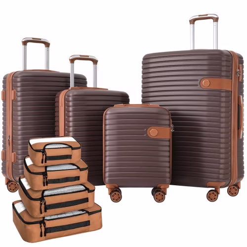 4 Piece Luggage Set Suitcase Set, ABS Hard Shell Lightweight Expandable Travel Luggage with 4 Packing Cubes, TSA Lock, Spinner Wheels for Men Women(16/20/24/28), Black