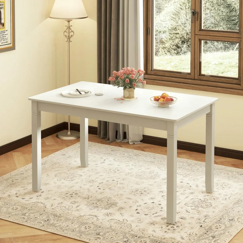 Spaco 48-Inch Wooden Dining Table for 4 People Rectangular Kitchen Table with Rubber Wood Legs-Cream White, Counter Height Table, Kitchen Bar Height Table and Chairs for Dining Room, Small Space