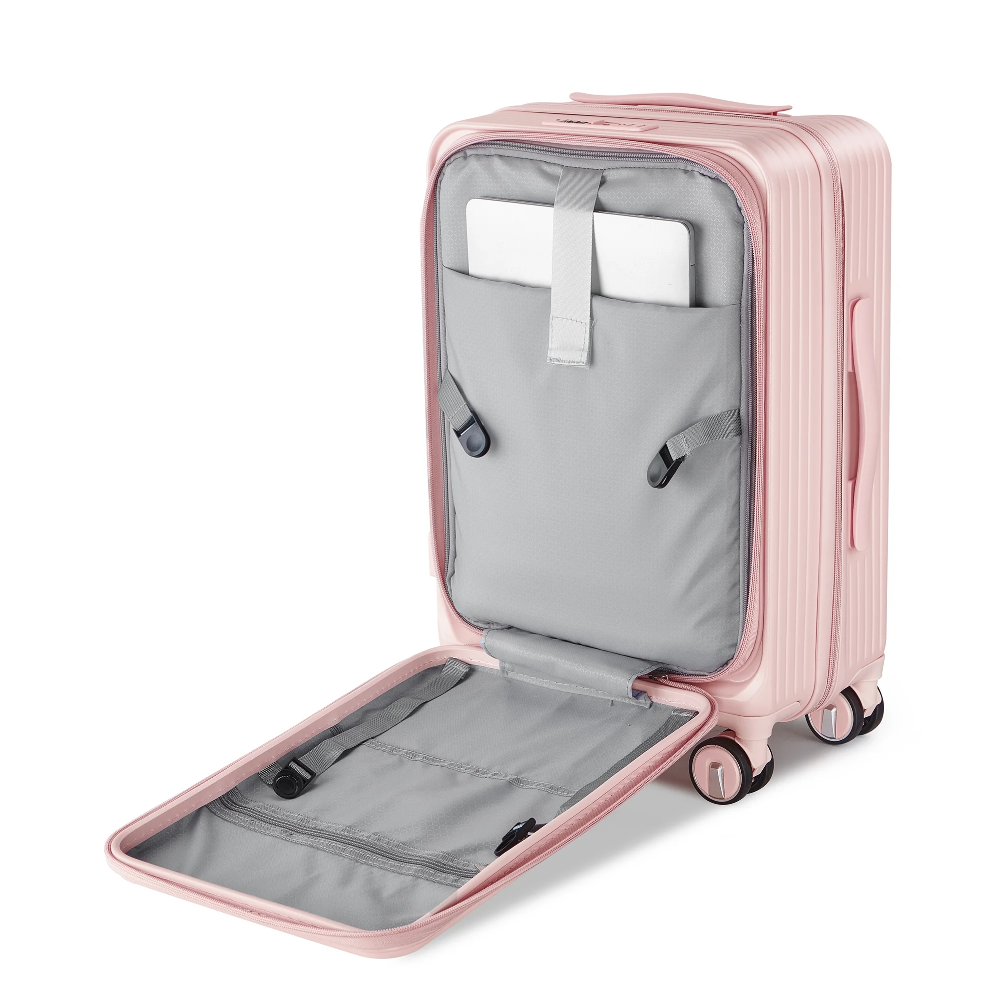 POWANLI 3 Piece Luggage Sets (20''24''28''), PC Hard Shell Expandable Lightweight Carry On Luggage, with Front Pocket and Spinner Wheels, TSA Lock, Airline Approved(Mint Green)