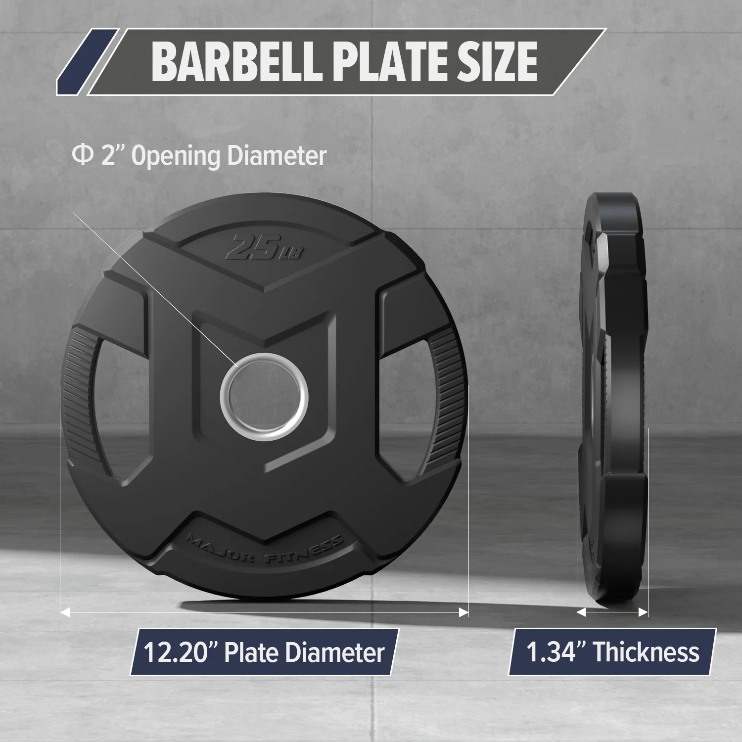 Major Fitness Rubber Coated Olympic Cast Iron Grip Plates