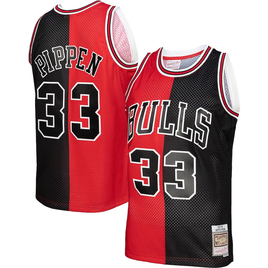 Scottie Pippen Chicago Bulls Mitchell & Ness Big & Tall Hardwood Classics 1997/98 Split Swingman Jersey - Red/Black