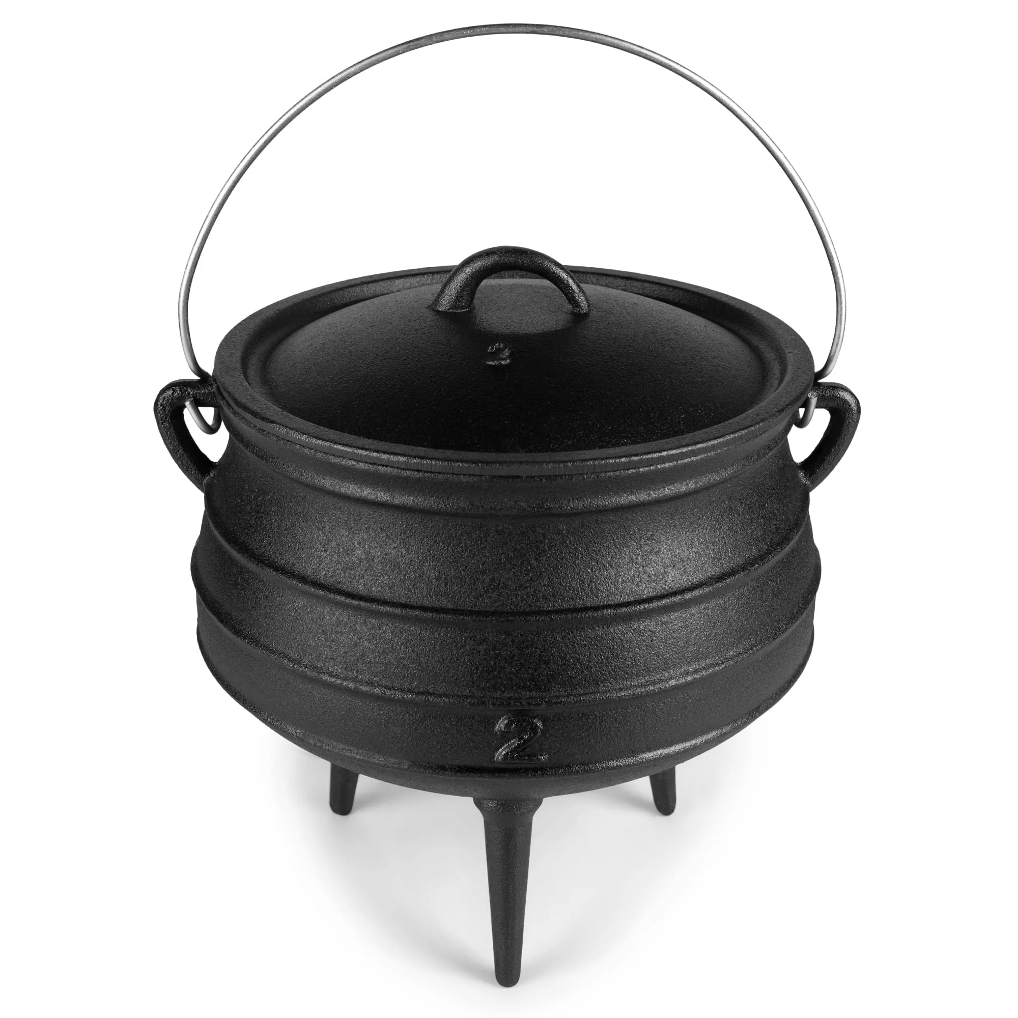 Bruntmor Pre-Seasoned Cast Iron Cauldron - Bruntmor African Potjie Pot with Lid - 3 Legs for Even Heat Distribution - Camping Dutch Oven Cookware for Over-the-Fire Cooking - 10 Quarts, X-Large