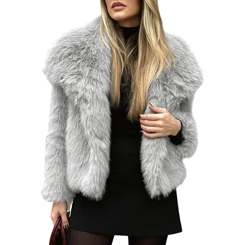 Women's Faux Fur Coat Winter Warm Fluffy Fur Jacket