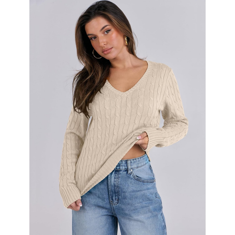 Women's Long Sleeve Cable Knit Sweater