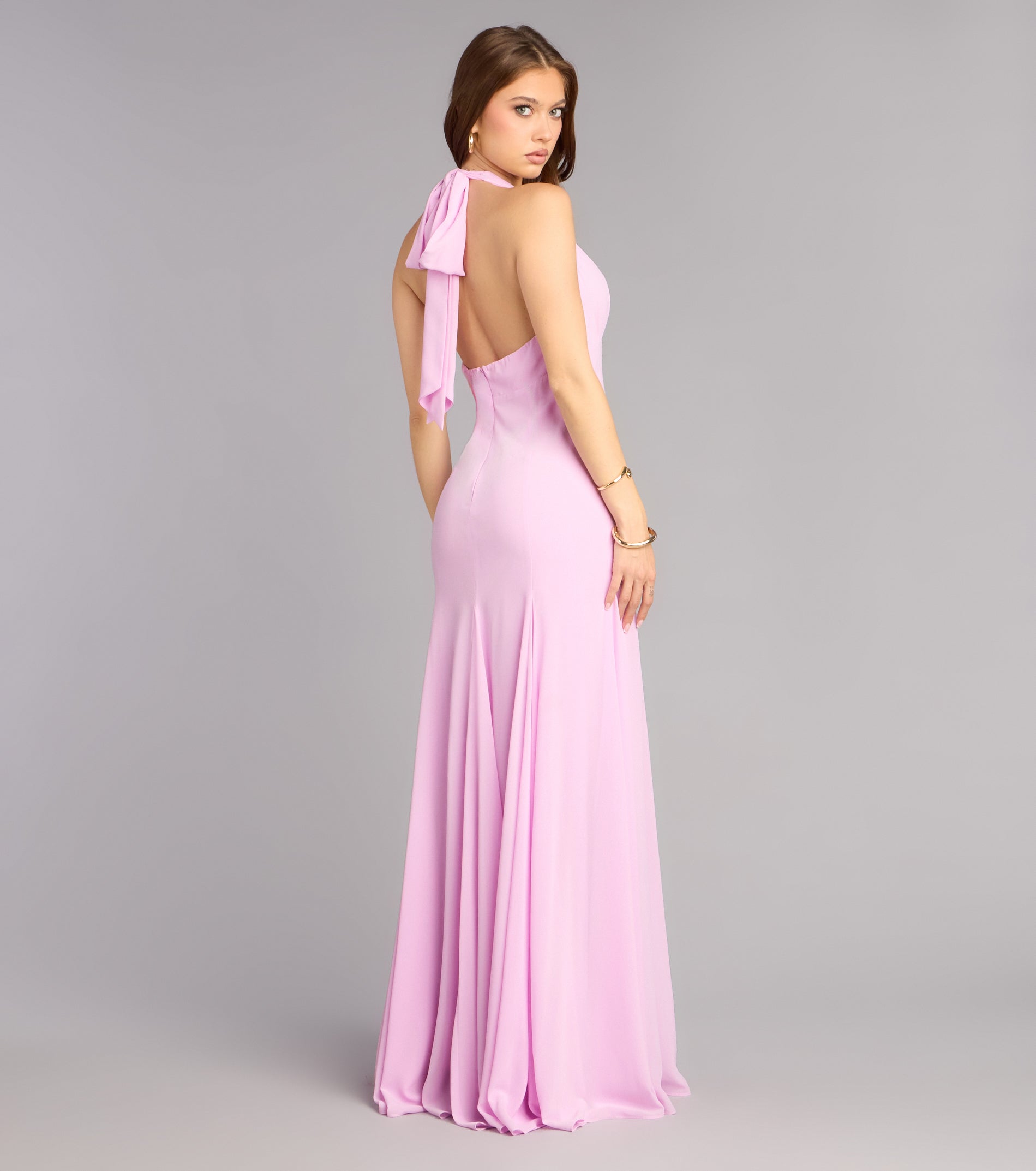 Feminine Halter A-Line Formal Dress
