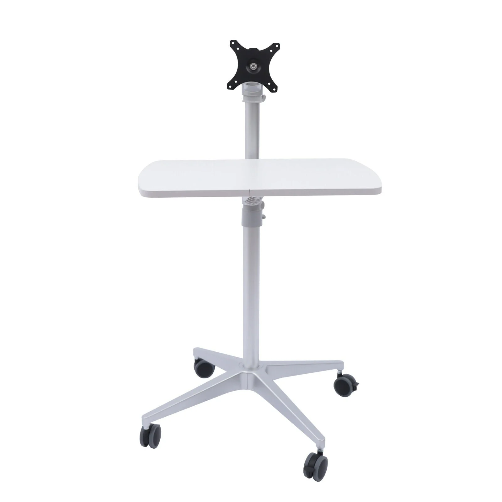 OUKANING Rolling Laptop Desk Lift Cart Mobile Monitors Computer Workstation