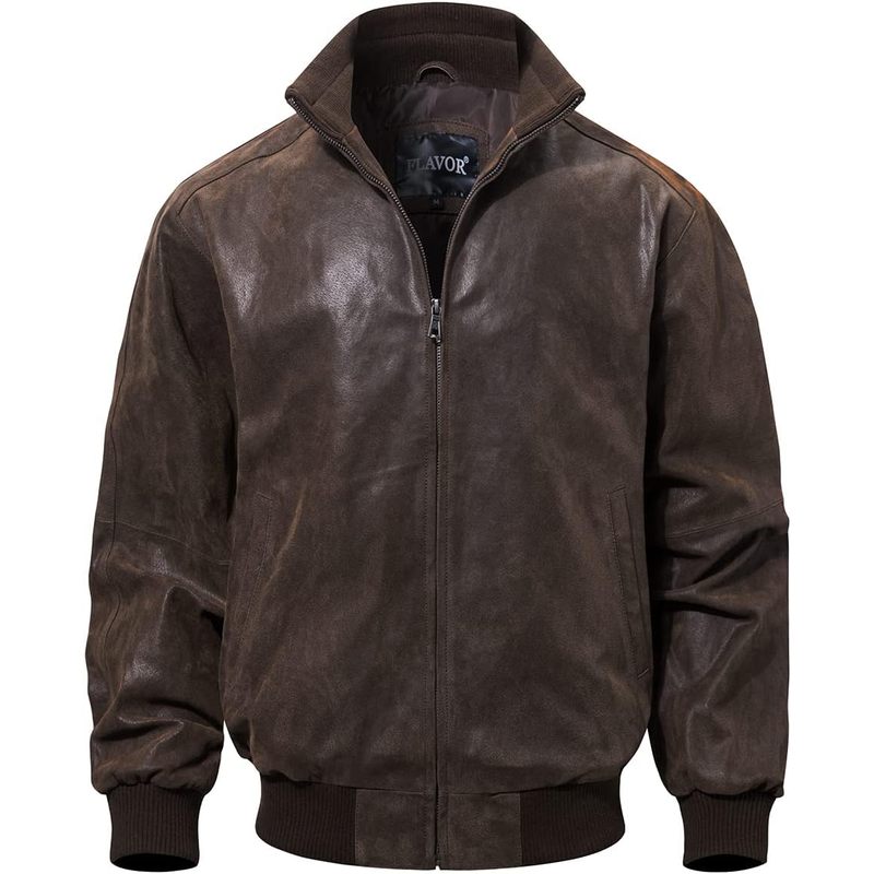 Men's Real Leather Bomber Casual Jacket