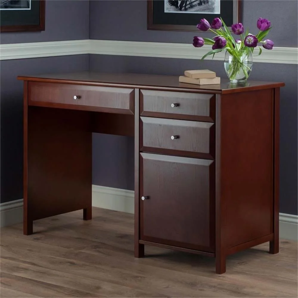 Pemberly Row Transitional Composite Wood Office Writing Desk in Black