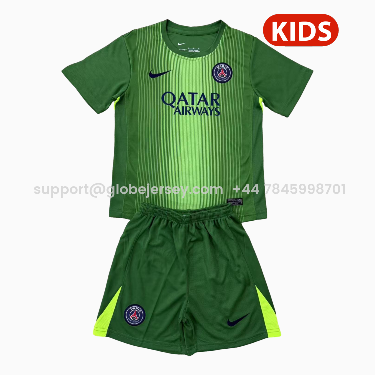 Paris Saint-Germain PSG 25-26 Green Goalkeeper Kids Kit