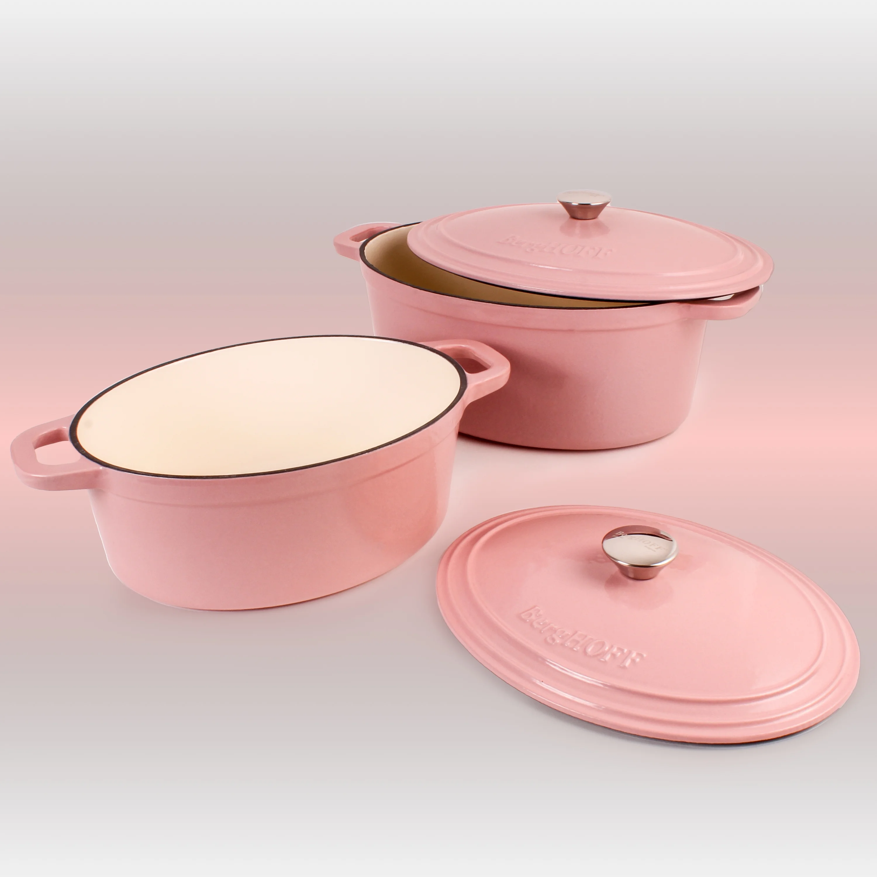 BergHOFF Neo 4Pc Cast Iron Set: 5qt. & 7qt. Covered Dutch Ovens, Green