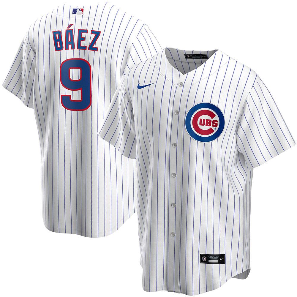 Mens Chicago Cubs Javy Baez Cool Base Replica Jersey White