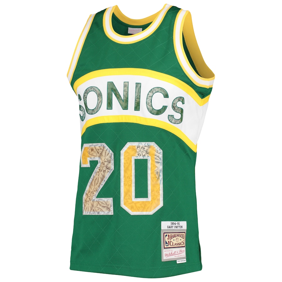 Men's Seattle SuperSonics Gary Payton Mitchell & Ness Green 1994/95 Hardwood Classics NBA 75th Anniversary Diamond Swingman Jersey