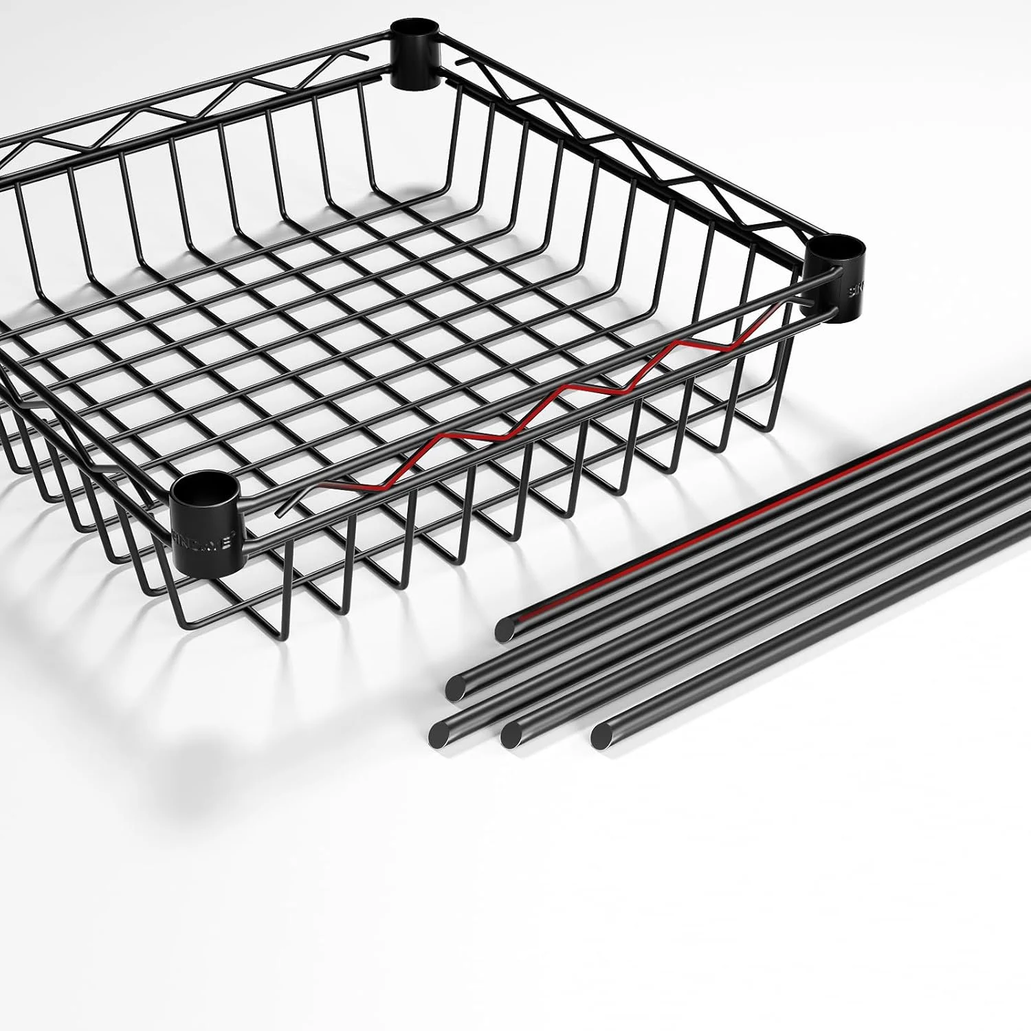 6 Tier Wire Shelving Unit with Wheels Baskets Storage Rack Corner Shelves Adjustable Shelf Closet Bathroom Organizers Metal Pantry Kitchen Garage Laundry Room 13.5