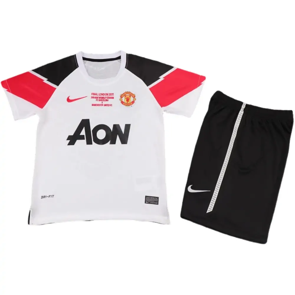 2011-12 Manchester United Away Champions League Retro Children's Jersey Set - Fans Edition