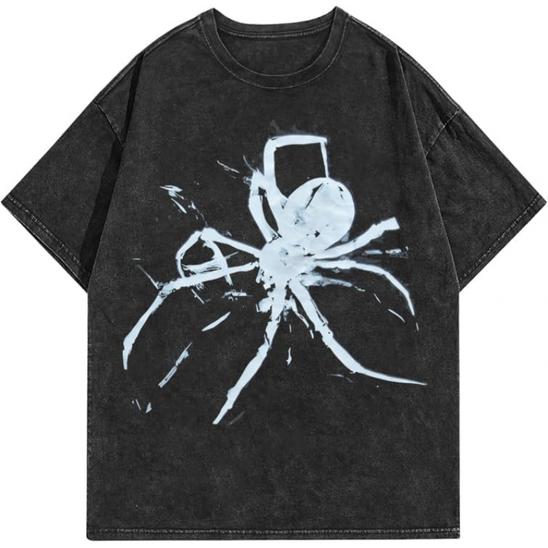Spider Letter Graphic T-Shirt Men’s Hip Hop