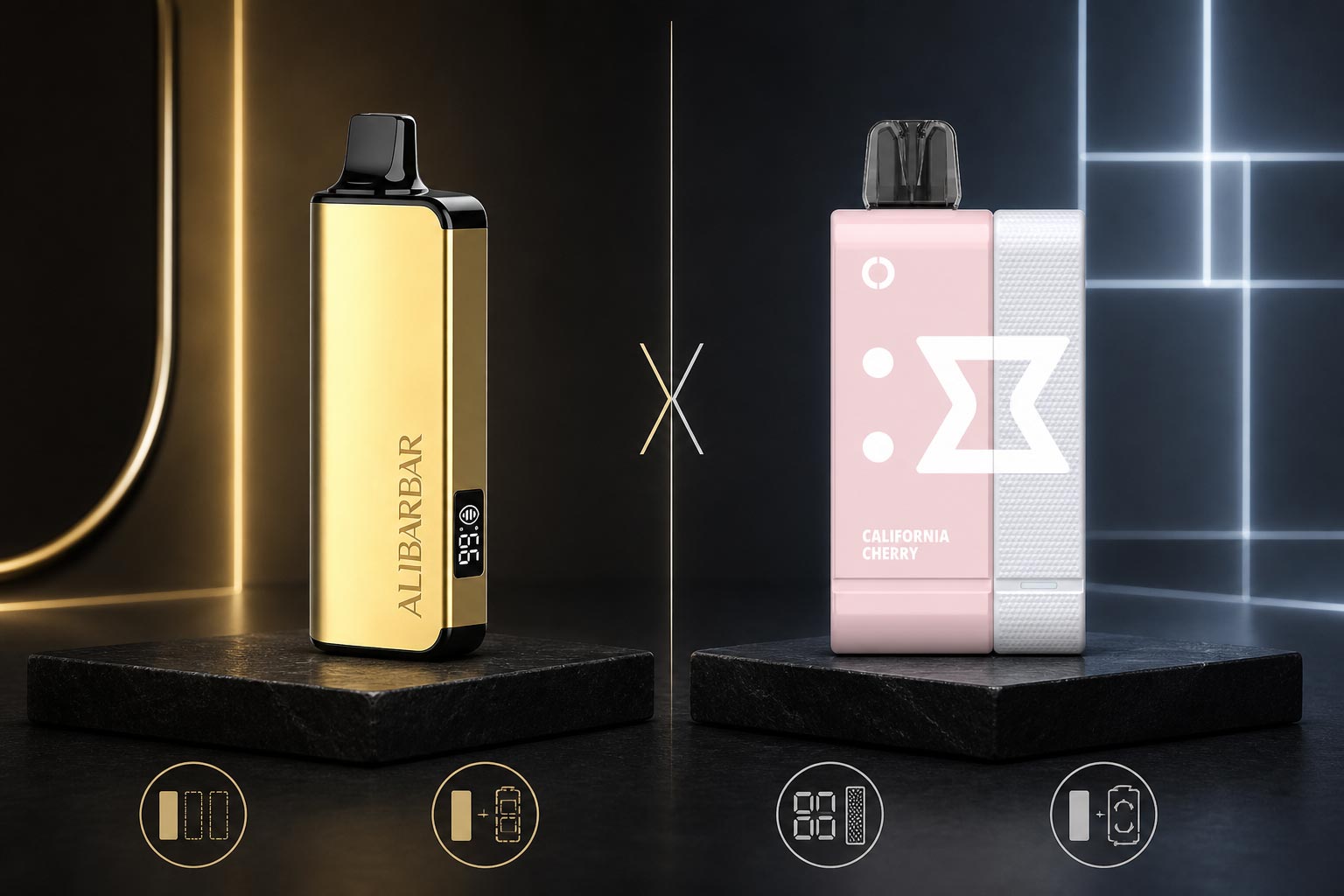 ALIBARBAR Ingot 9000 and ELFBAR EW9000 side-by-side comparison