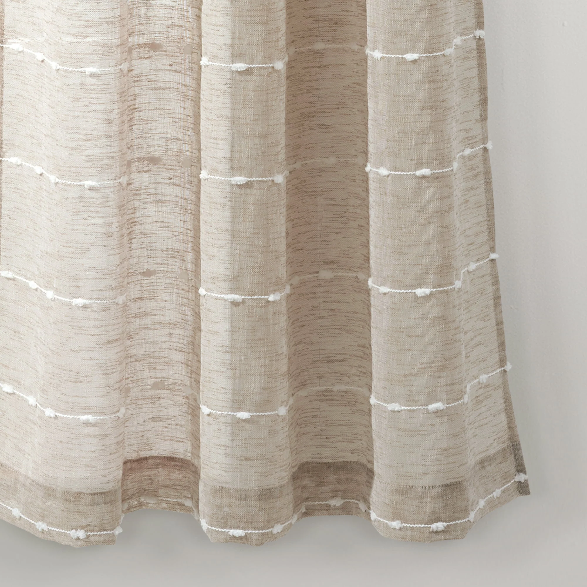 Lush Decor Farmhouse Textured Grommet Sheer Window Curtain Panels Neutral 38X63 Set