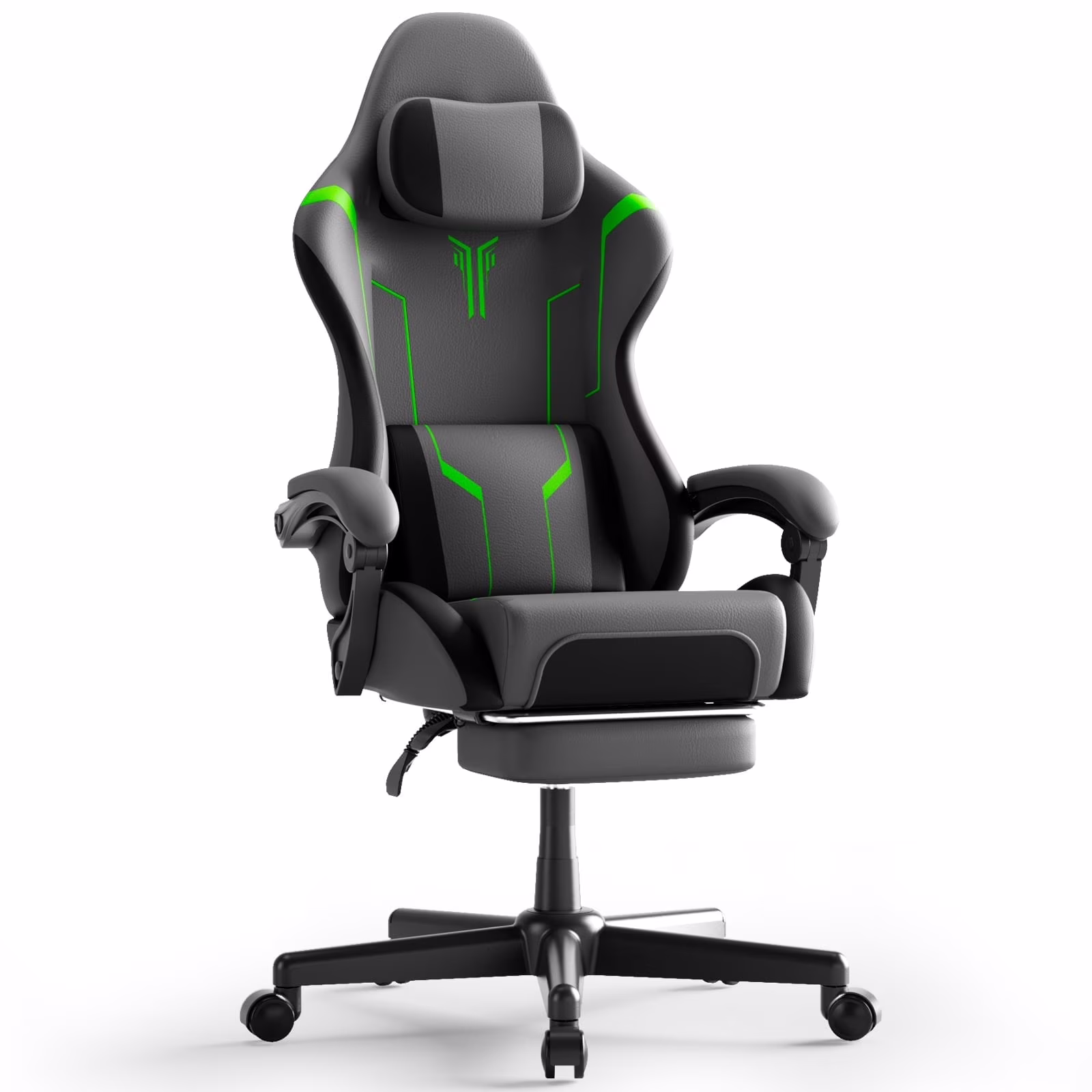 SOONTRANS Gaming Chair for Adults, Velvet Fabric High Back Comfortable Video Game Chair with Footrest and Massage Lumbar Cushion, Racing Computer Desk Chair, Ergonomic Gamer Chair, Black/Grey
