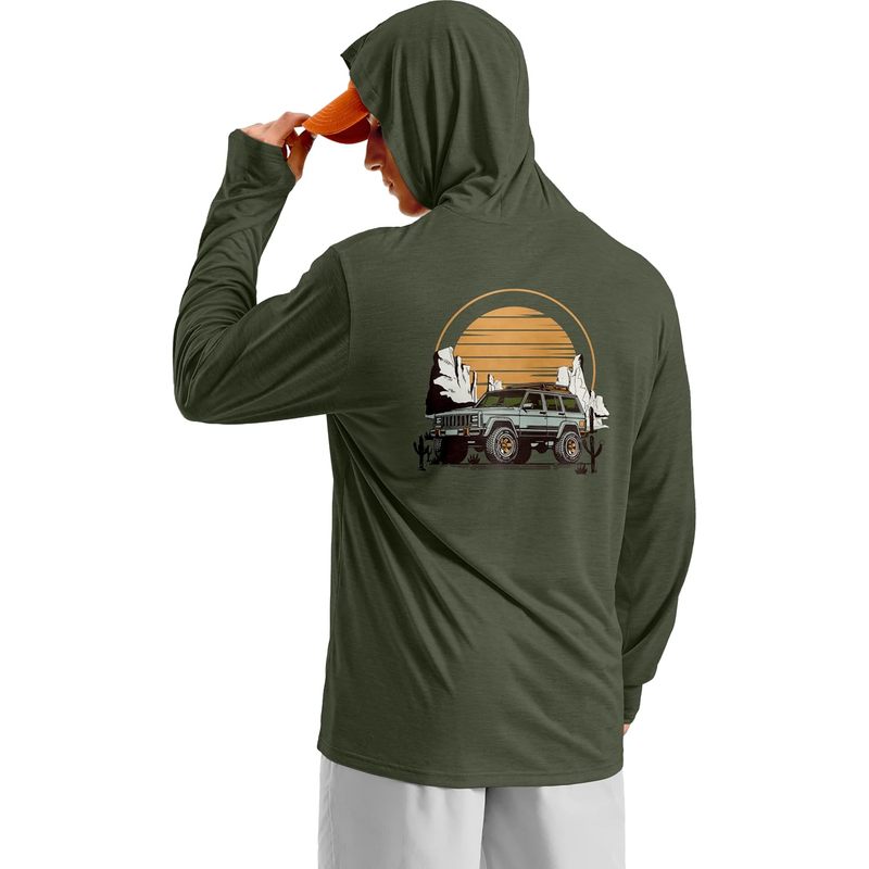 Men's UPF 50+ Sun Protection Hoodie Lightweight Long Sleeve