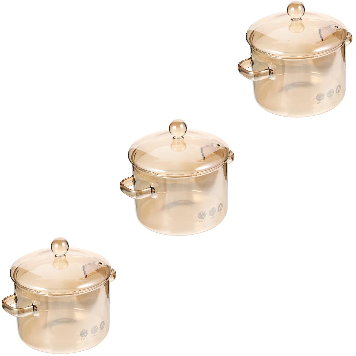 Homemaxs 3pcs High Borosilicate Glass Stockpot with Lid and Double Ear Noodle Bowl Korean Ramen Pot
