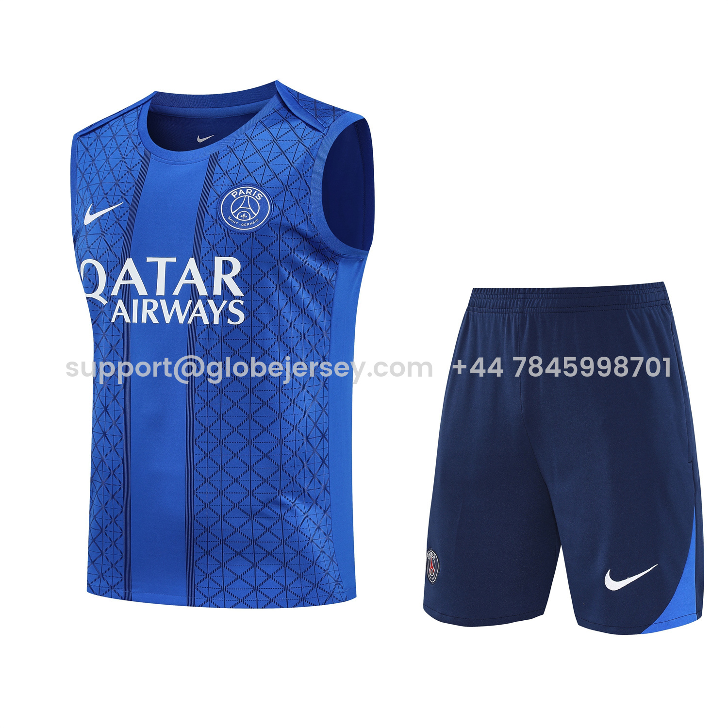 Paris Saint-Germain PSG 25-26 Vest Training Set - Ocean Blue Vest & Deep Blue Shorts