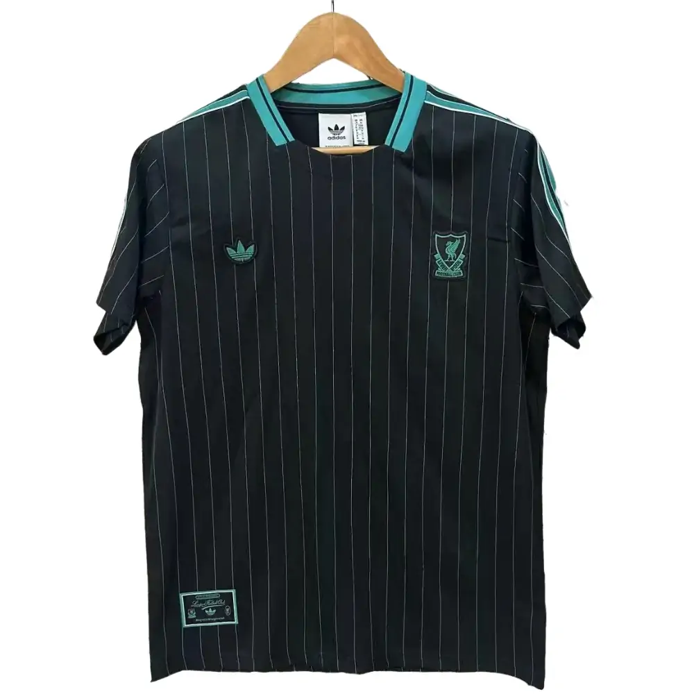 2025-26 Liverpool Retro Striped Black and Green Jersey - Fan Edition