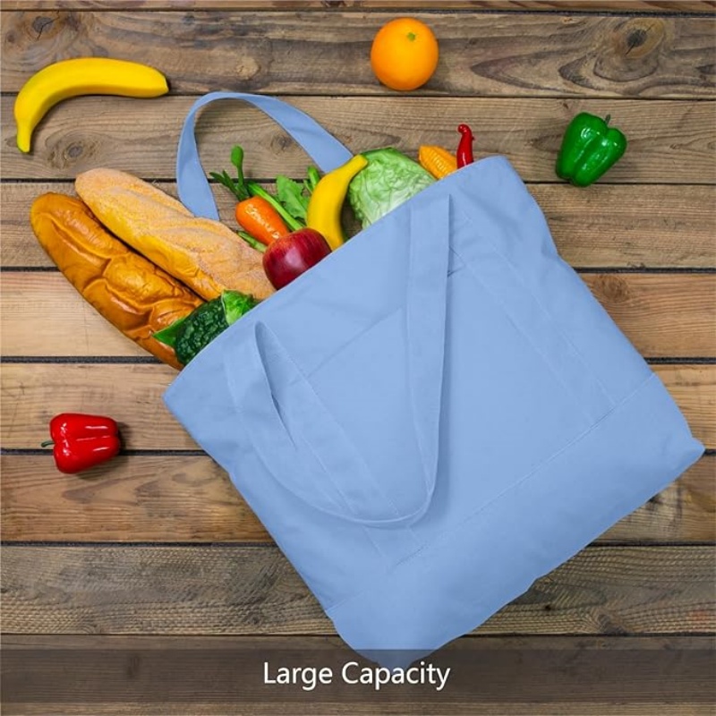 CANVORY 1-Pack Canvas Tote Bag with an External Pocket