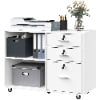DEXTRUS 3 Drawer Lateral File Cabinet, Printer Stand with Drawers, File Cabinet Fits A4 Letter Legal Size Folders, Black