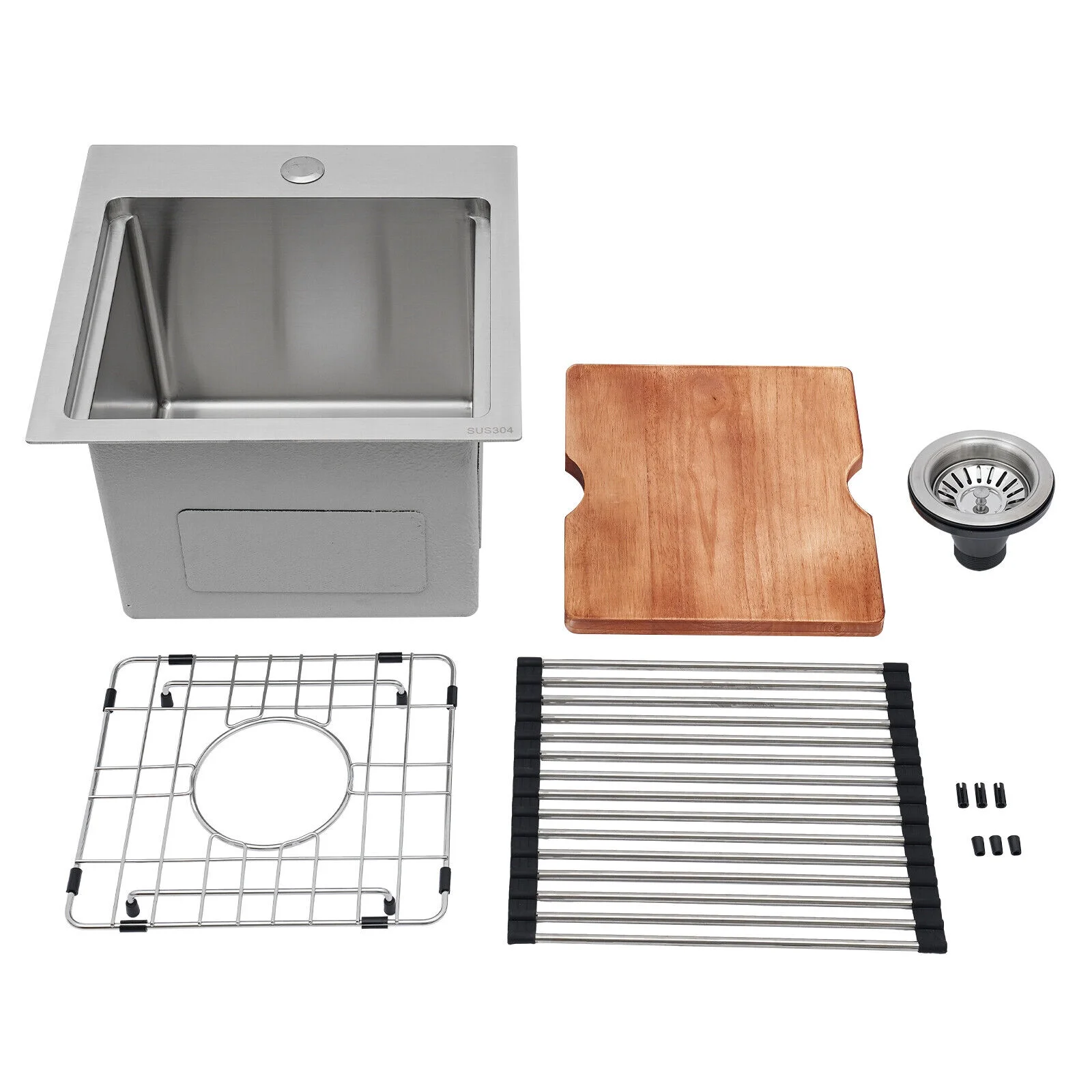 15 x 15 inch Stainless Steel Drop-in Bar Sink Topmount Kitchen Sink Single Bowl