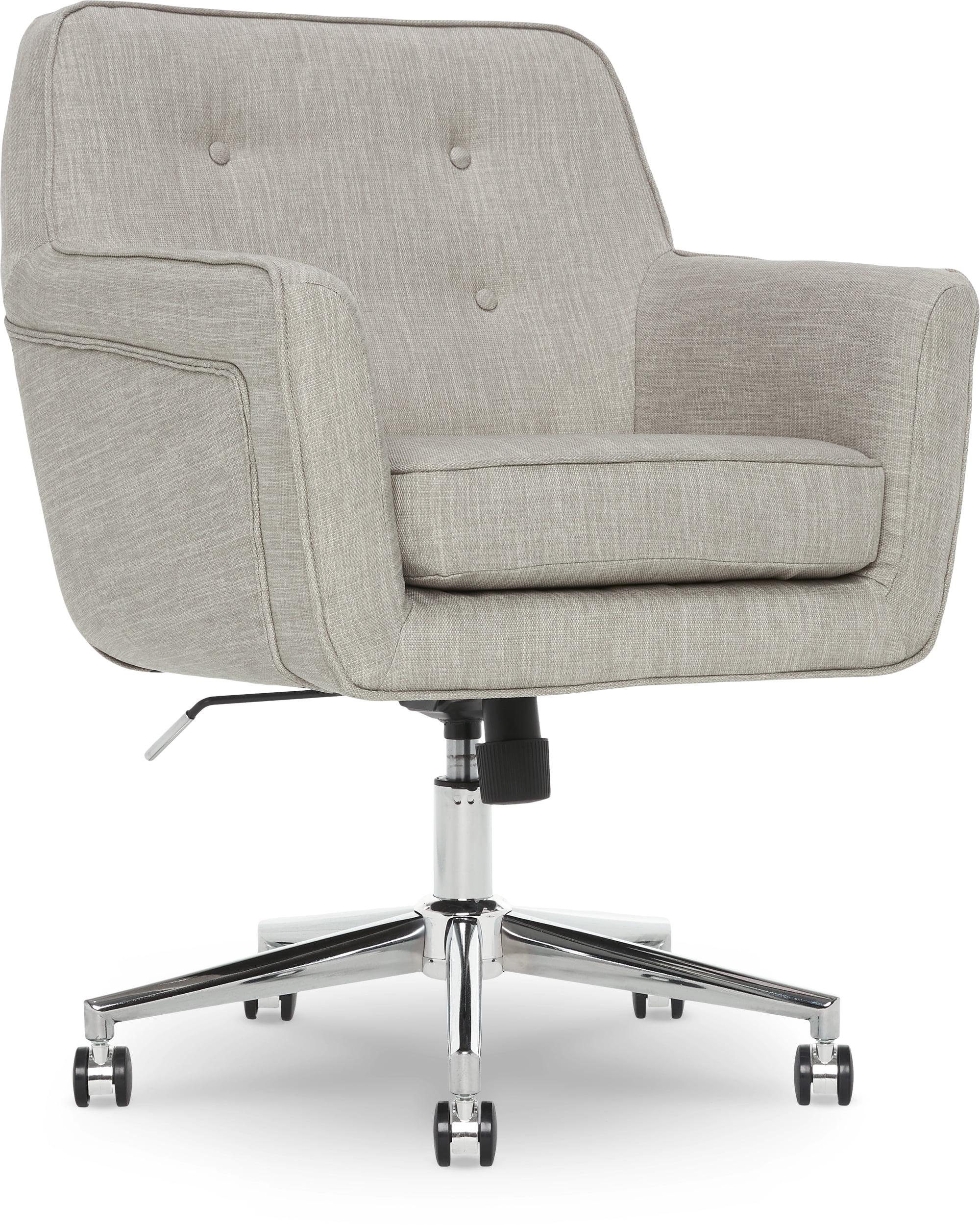 Serta Ashland Office Desk Chair, Button Tufted Mid-Back, Memory Foam Cushion, Chrome Swivel Base, Charcoal