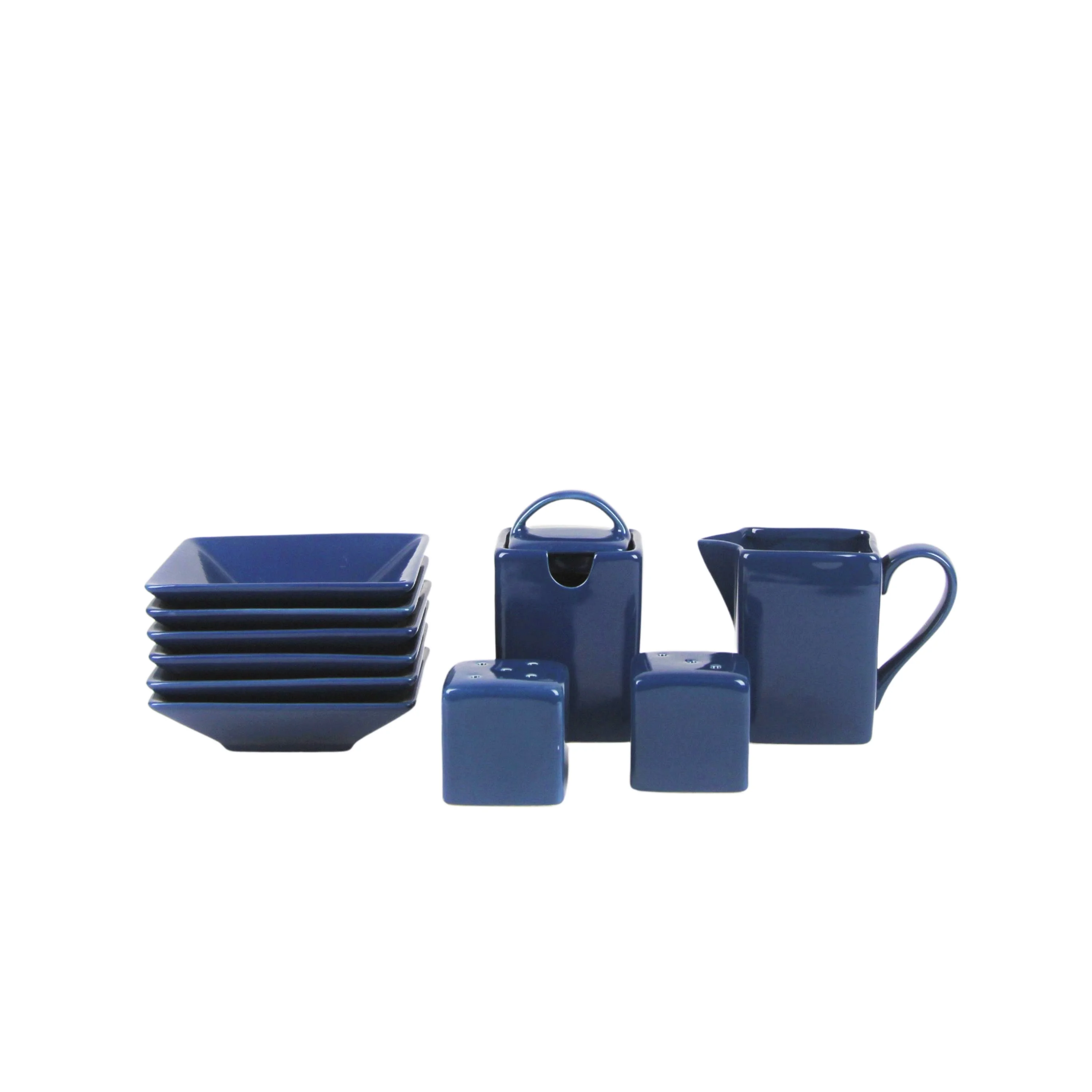 10 Strawberry Street Nova Square 45 Piece Stoneware Dinnerware Set, Matte Black
