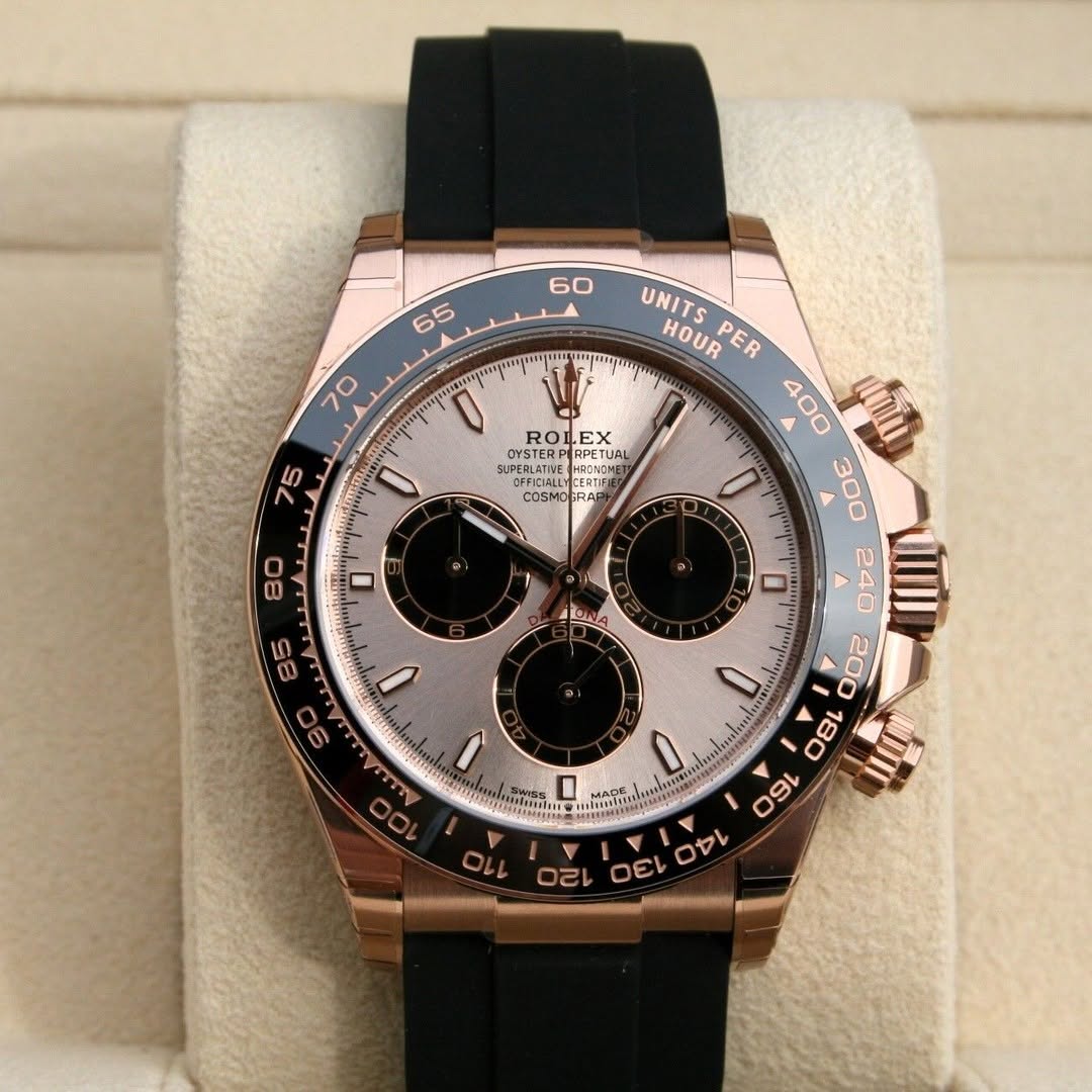 【Super Clone】ROLEX Daytona Rose Gold/Ceramic /Sundust /Oysterfiex  m126515LN-0006