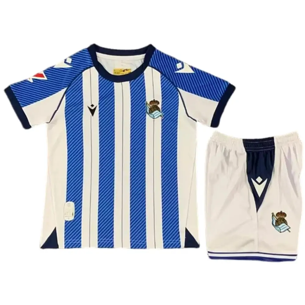 2025-26 Real Sociedad Home Kids' Jersey Set - Fans Edition
