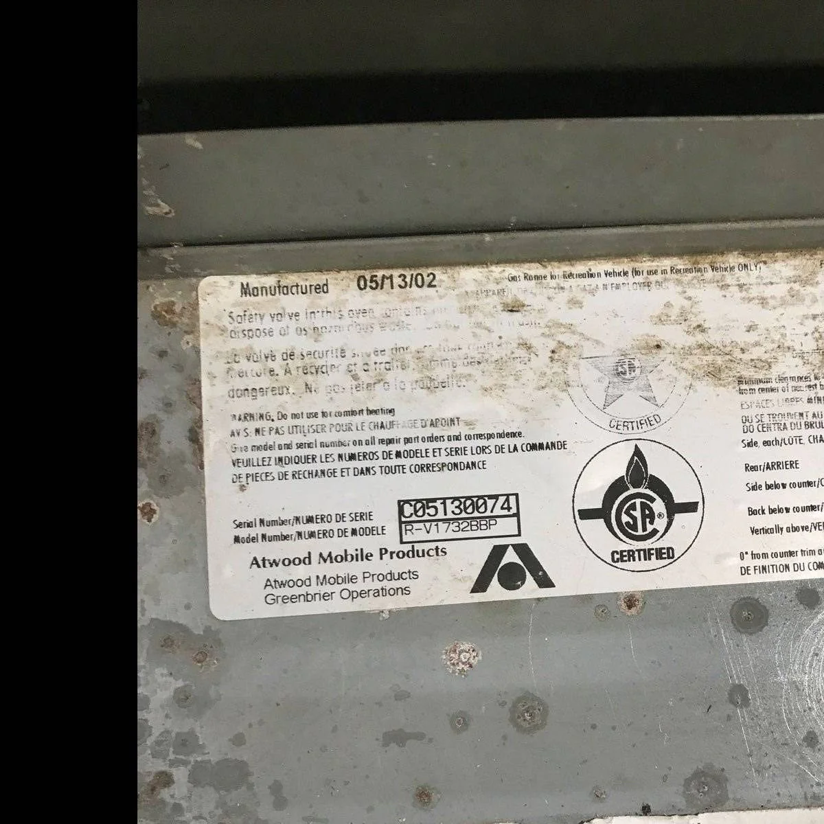 Used Atwood / Wedgewood range stove 3-burner R-V1732BBP