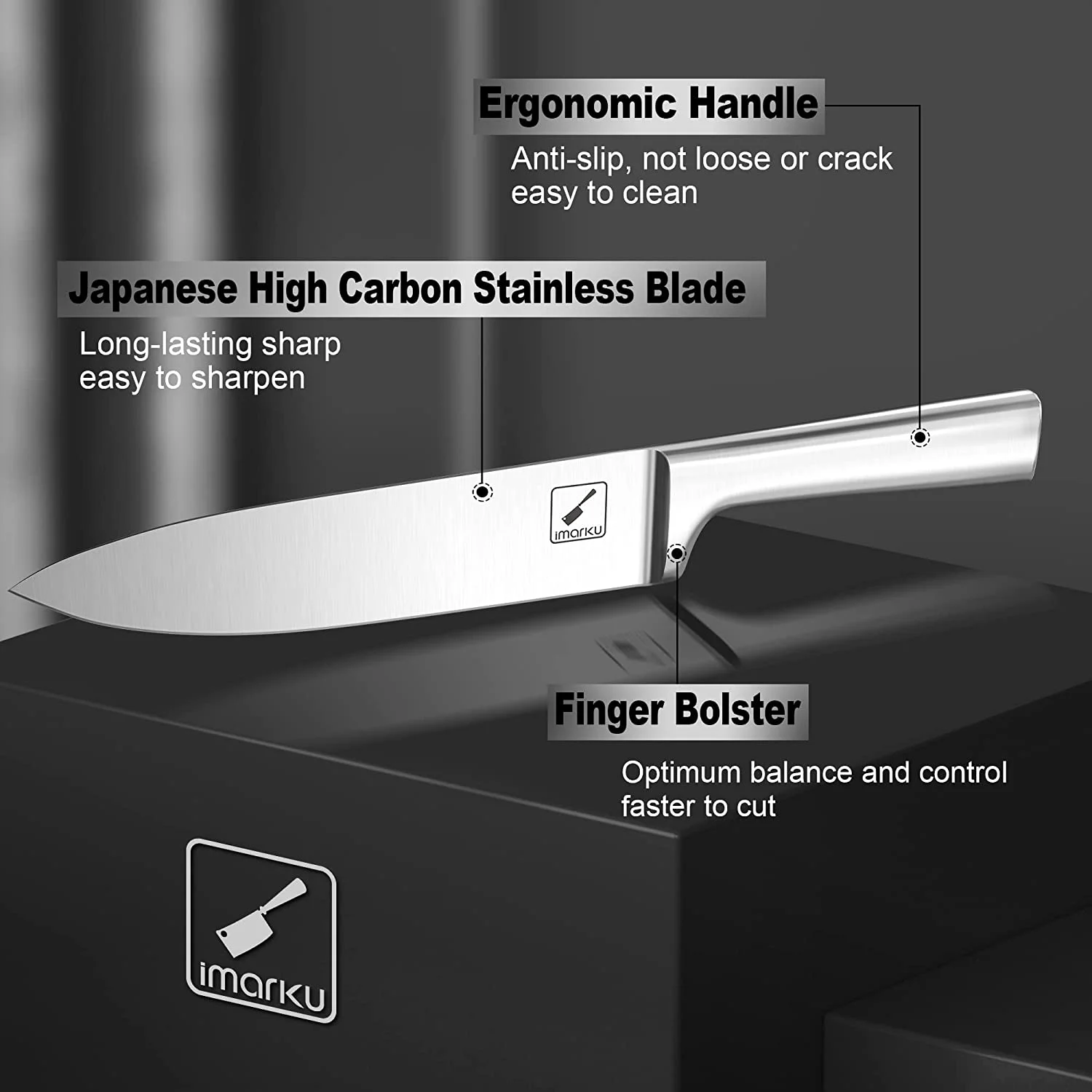 imarku | 14-Piece Knife Set High Carbon Japan Stainless Steel with Block and Sharpener