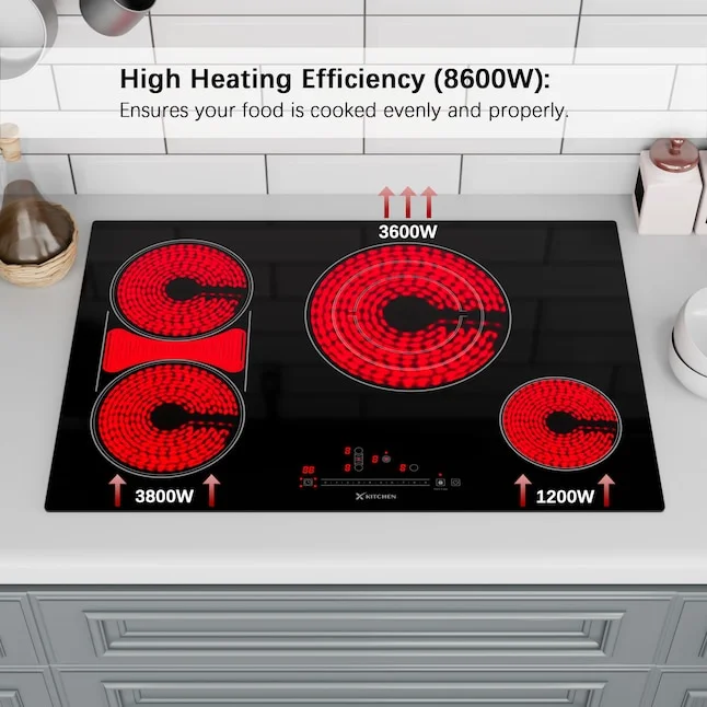 30-in 4 burners Smooth Surface (Radiant) Black Electric Cooktop with Bridge Element