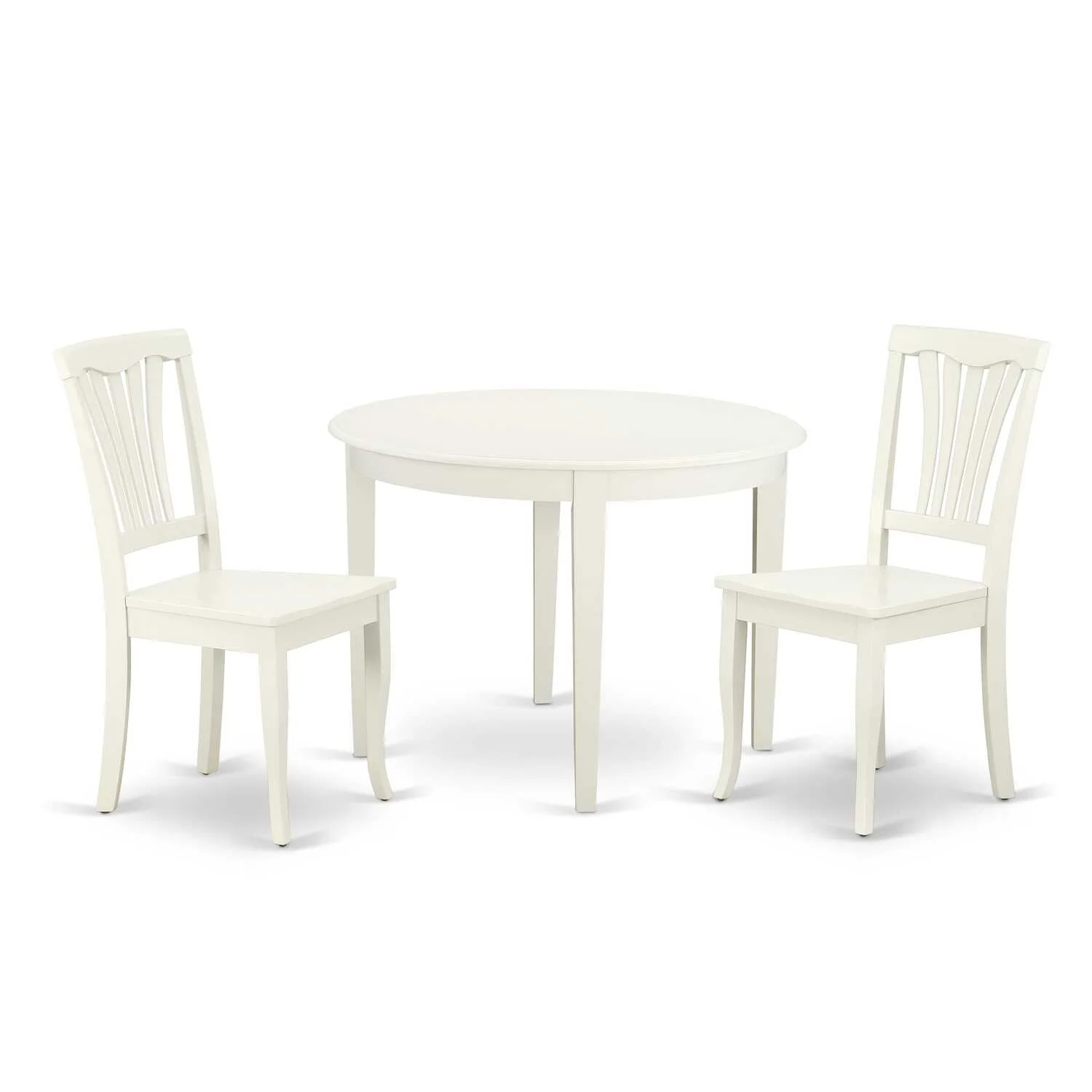 East West Furniture Boston 3-piece Dining Table & Slatted Chairs in Linen White
