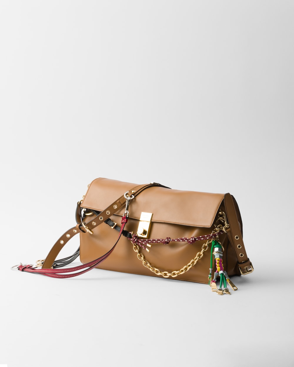 Soft Sound Large Leather Shoulder Bag With Charms