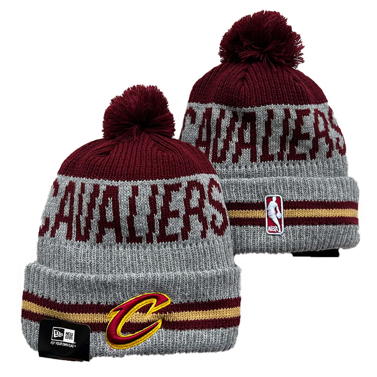 NEW ERA CLEVELAND CAVALIERS GREY Cuffed Knit Hat with Pom
