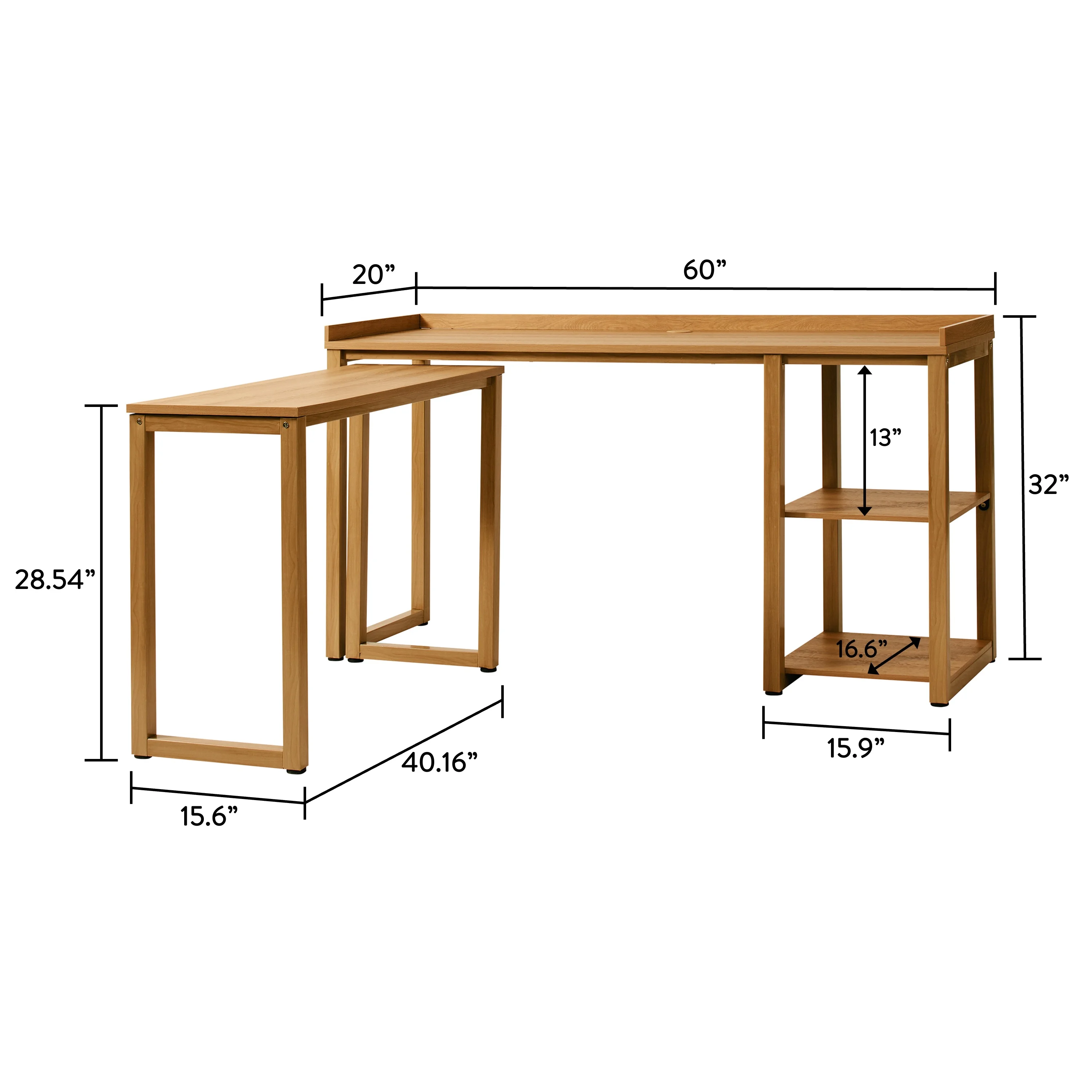 Better Homes & Gardens Ezra Modular L Desk with 2-Cube Storage, Walnut Finish