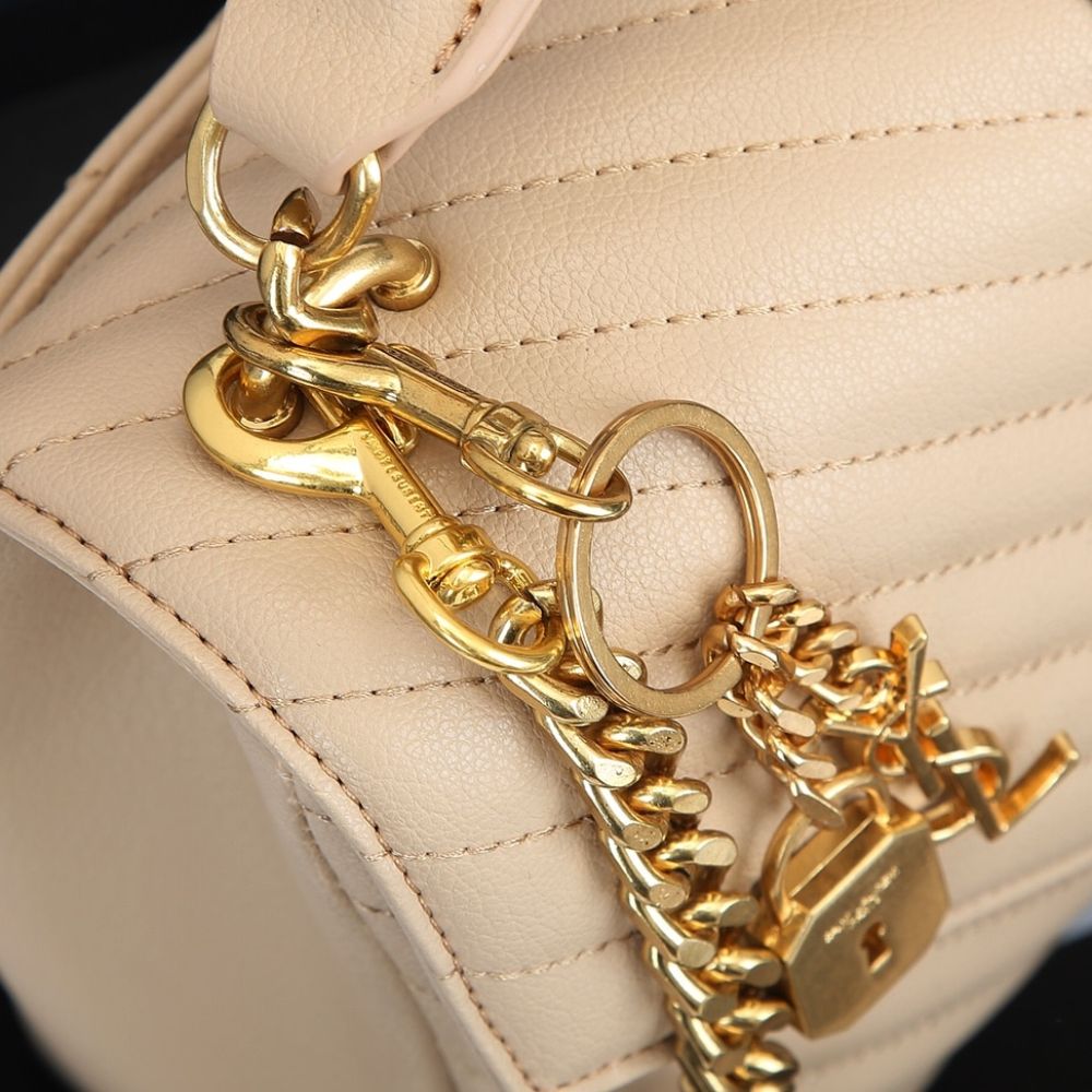 Saint Laurent College Medium In Quilted Leather Beige 9.4 Inches 600279BRM072721