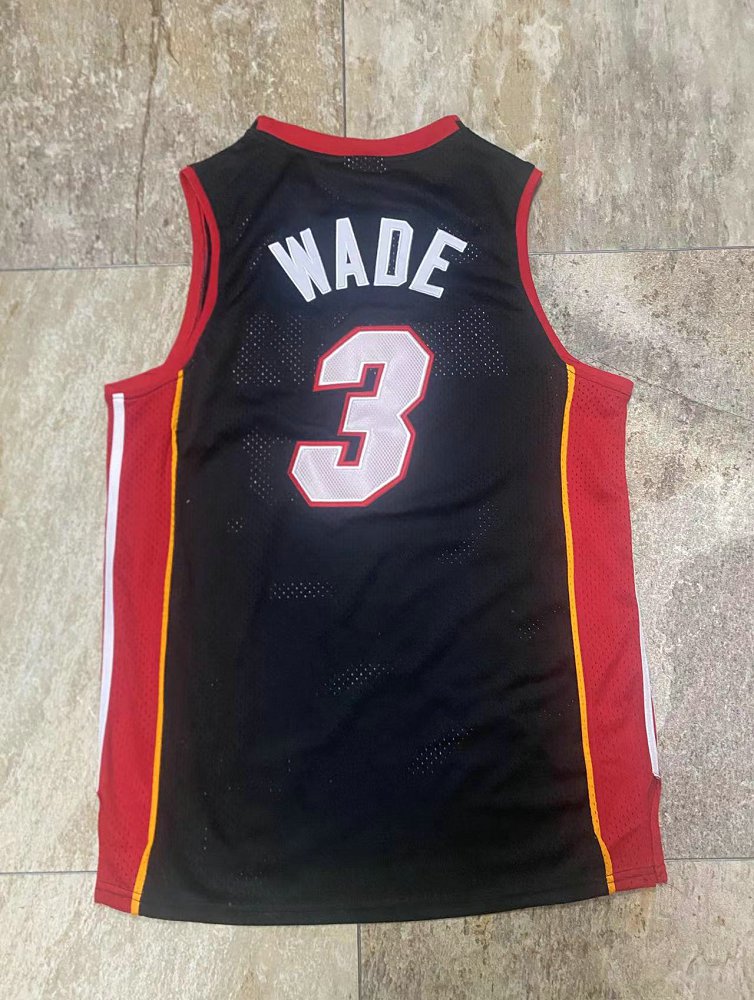 Heat #3 Wade Miami Black Embroidered AU Jersey