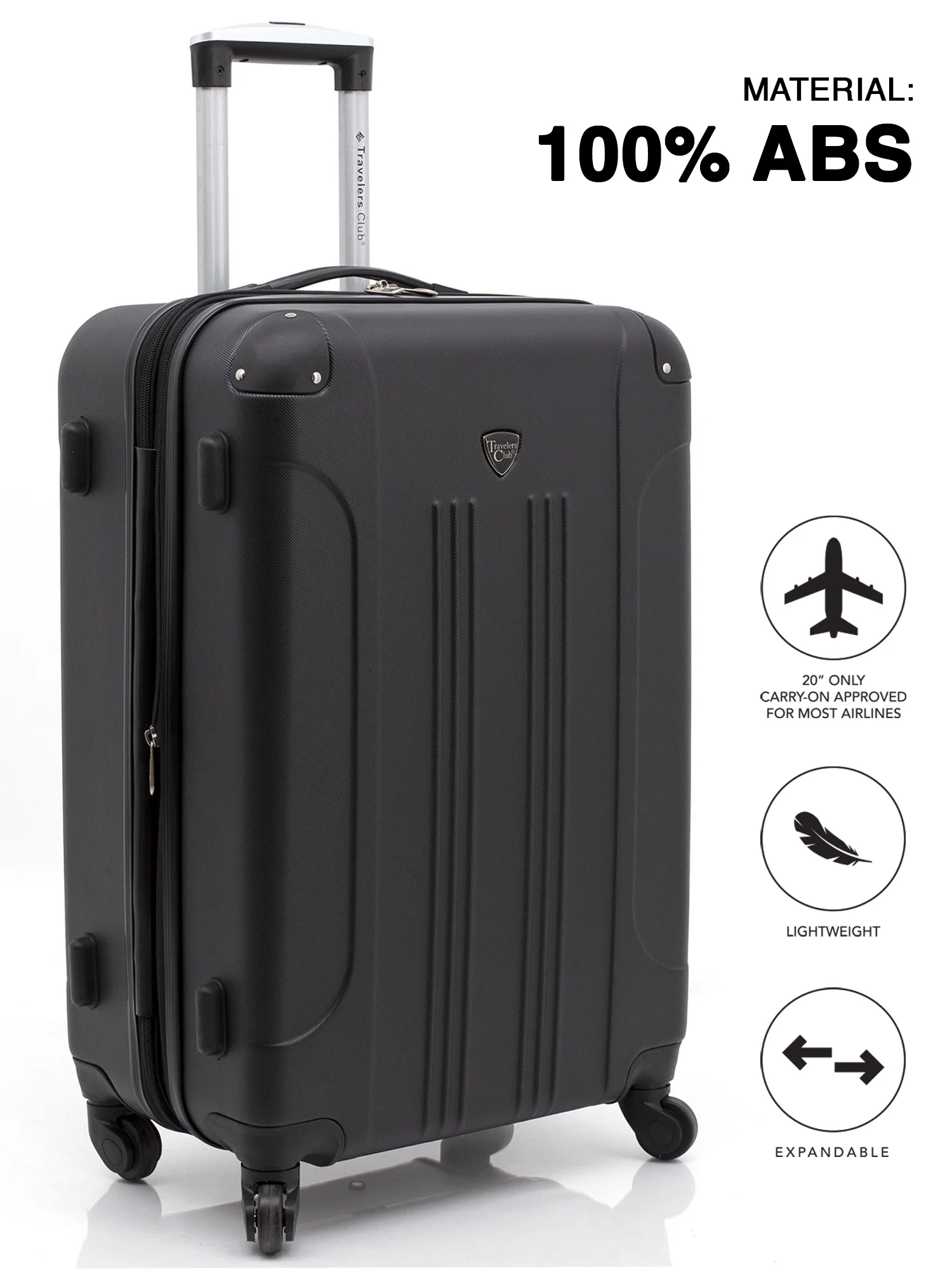 Travelers Club Chicago 3-Piece ABS Expandable ABS Travel Set - Silver