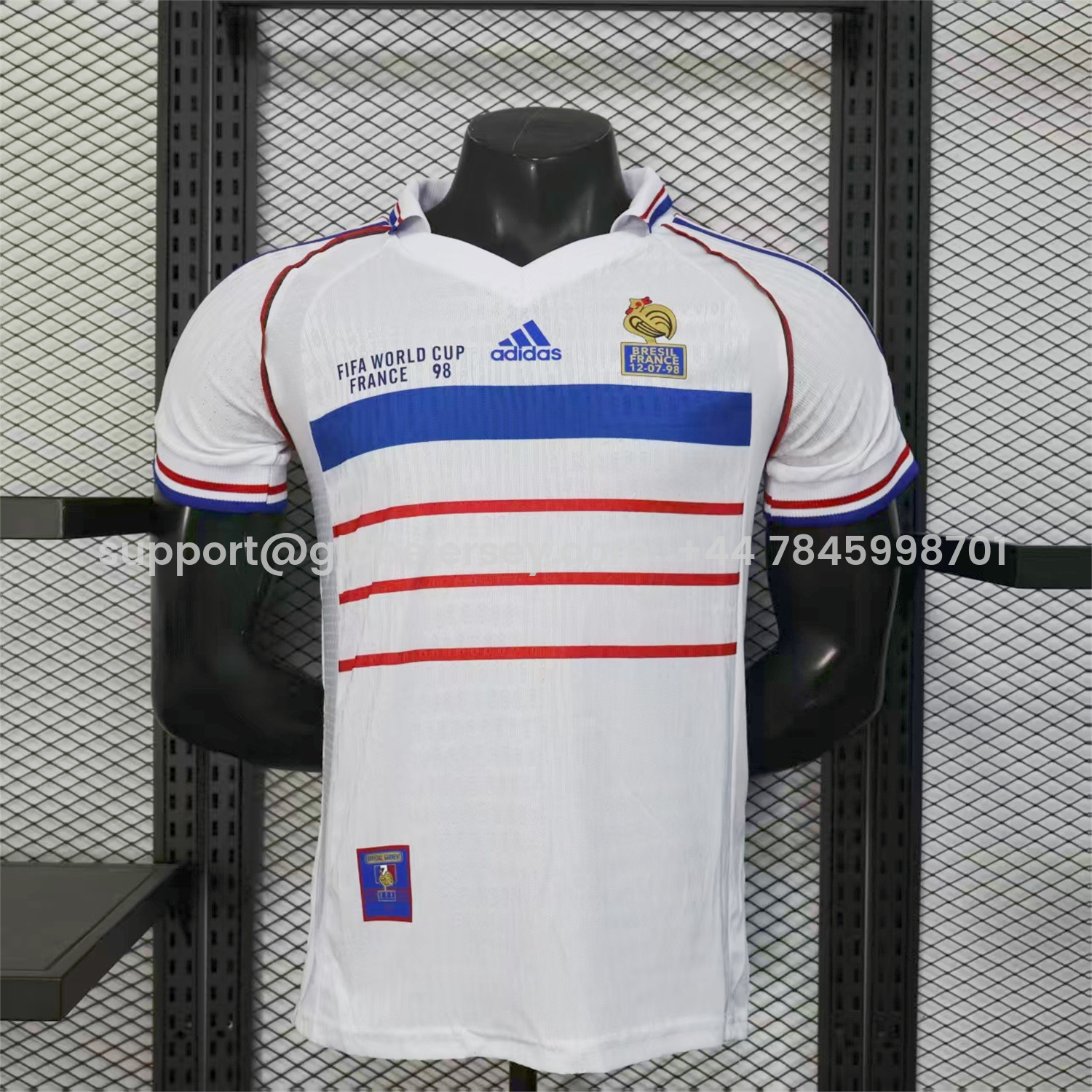 Retro France 1998 Away White Jersey - Player Version