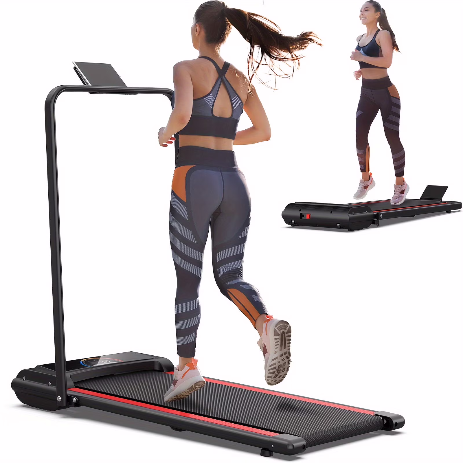 [TREADMILL CLEARANCE] FYC 2.5HP Folding Treadmill with Adjustable Height Desk & Incline - Compact Electric Treadmill Bluetooth Speaker for Running Walking Foldable Portable  (Silver)