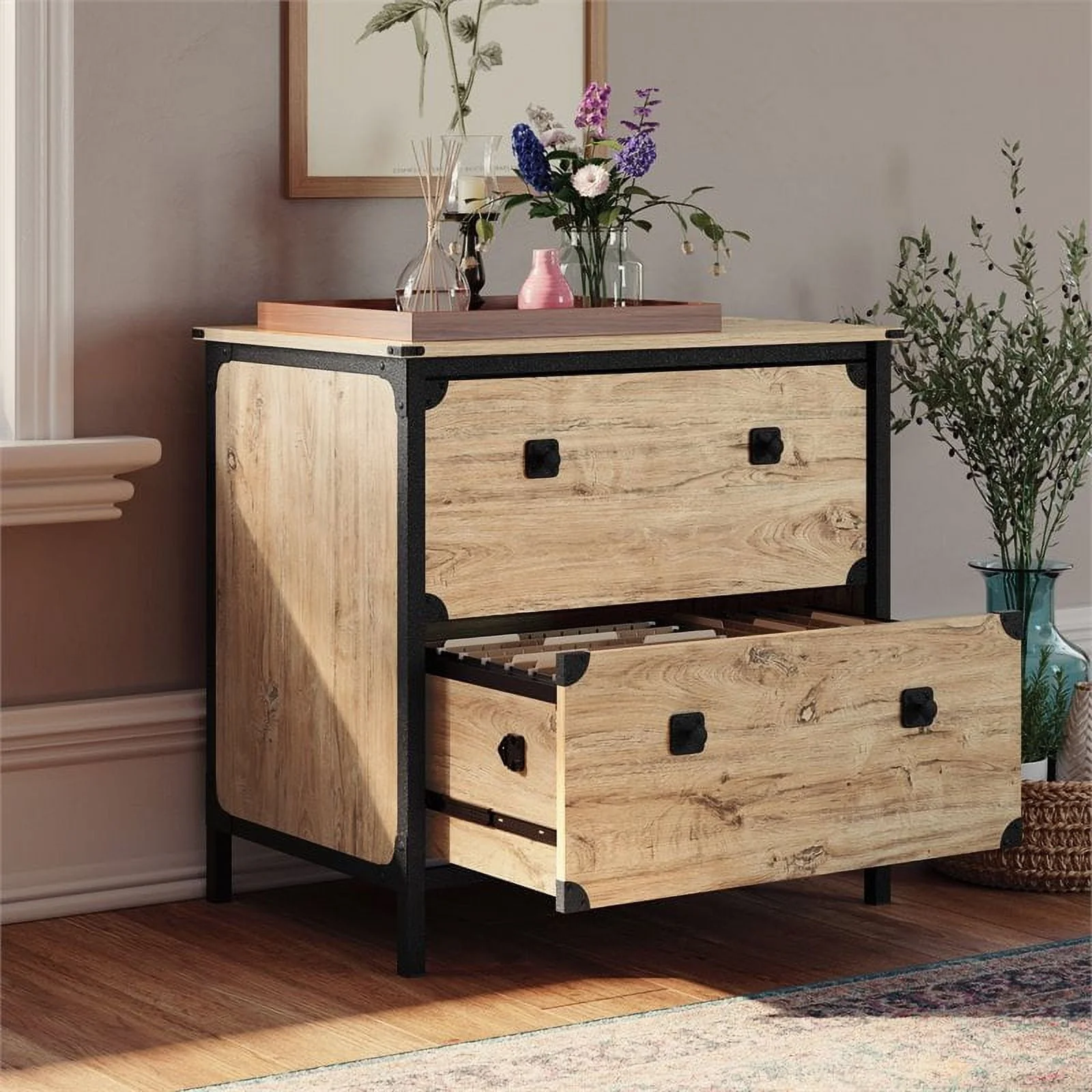 Sauder Steel River 2-Drawer Lateral File Cabinet, Milled Mesquite Finish