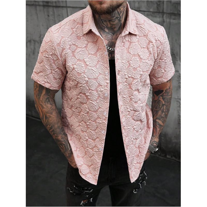 Men's Floral Button Down Shirt Short Sleeve